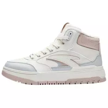 Anta 982 Fleece Comfort Warm Non-Slip High-Top Sneakers Women sneakers White Pink Blue 122448961-4 35.5