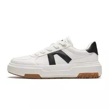 Anta A Path Synthetic Leather Casual Versatile Wear Resistant Height Increasing Low Top Skate Shoes Women Sneakers White Black 122448023-2 37.5