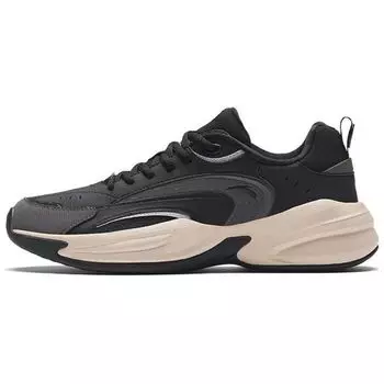 Anta Ace Leather Non-Slip Wear Resistance Low-Top Dad Shoes Men Sneakers Black Grey 912338802-4 44