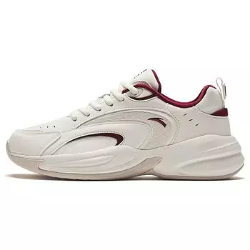 Anta Ace Retro Running Shock Absorption Non-Slip Low-Top Dad Shoes Women sneakers White Red 922338802-11 36