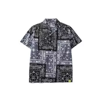 Anta All Over Print Cashew Flower Short Sleeve Shirt Unisex Shirts Black 172228131-1