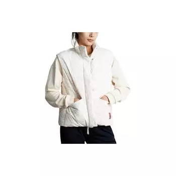 Anta All Over Print Warm Thick Zipper Stand Collar Vest Women vest Light-Pink 162247937-1 S