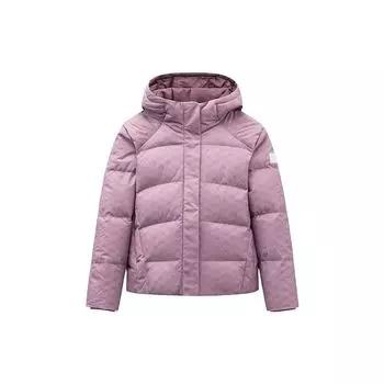 Anta All Over Print Zip Up Hooded Down Jacket Women Outerwear Flower-Pink 162347919-4 2XL