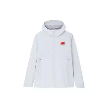Anta All-Weather Series Austria Flag Champion Легкая прямая дышащая ветрозащитная куртка с капюшоном для мужчин, куртка Paper-White 152330602-1 M
