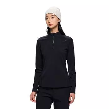 Anta All-Weather Series Long Sleeve T-Shirt Half-Zip Hoodie Women hoodies Basic-Black 162510411-1 S