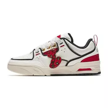 Anta Aojie Casual Versatile Fashion Low-Top Skate Shoes Women Sneakers White Black Red 122518040-14 35.5