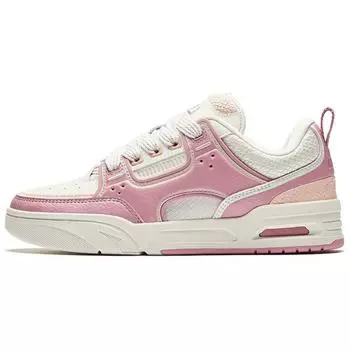 Anta Aojie Comfortable Versatile Wear-Resistant Lightweight Increased Height Low-Top Skate Shoes Women sneaker White Pink 122518040-11 38.5