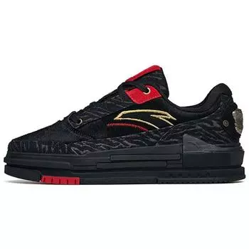 Anta Aotu Tiger Year Tiger Tiger Wind Толстая подошва Модные низкие кроссовки для скейтбординга Мужские кроссовки для скейтбординга Черный Красный 912218065-8 42