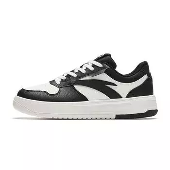 Anta Basic Comfortable Minimalist Slip Resistant Durable Low Top Skate Shoes Women Sneakers Black White 122418016-3 37.5