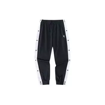 Anta Спортивные брюки Basketball Series Color Block с логотипом, средней посадкой, зауженные трикотажные брюки, мужские, черные 152421302-3 L