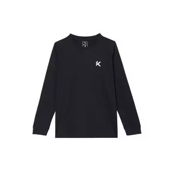 Anta Basketball Series Crew Neck Pullover Letter Long Sleeve T-Shirt Men Tops Basic-Black 952431402-3 M