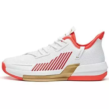 Anta Basketball Series Laser Low Top Retro Basketball Shoes Men sneakers White Red Gold 112011607-4 43
