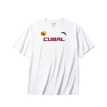 Anta Basketball Series Letter Brand Logo Print Round Neck Sweat-Absorbing Short Sleeve T-Shirt Men Tops Pure-White 152431177-1 L