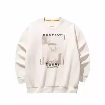 Anta Basketball Series Letter Print Breathable Casual Sweatshirt Men tops Mud-Gray 152511711S-5 M