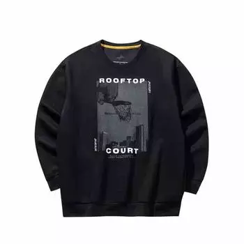 Anta Basketball Series Letter Print Breathable Versatile Casual Sweatshirt Men sweatshirt Basic-Black 152511711S-4 L