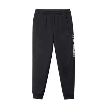 Anta Спортивные брюки Basketball Series с принтом букв, эластичным поясом и манжетами из флиса, утолщенные трикотажные брюки для мужчин, черные 152341320N-2 M