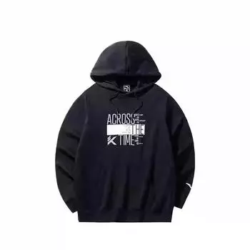 Anta Basketball Series Letter Print Hooded Comfortable Breathable Versatile Sports Sweatshirt Men sweatshirt Basic-Black 152441740-3 M