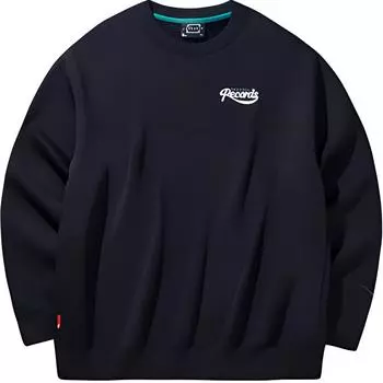 Anta Basketball Series Letter Print Loose Round Neck Pullover Long Sleeve Sweatshirt Men sweatshirt Basic-Black 952441702-4 L