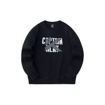 Anta Basketball Series Letter Round Neck Pullover Sweatshirt Men Sweatshirt Basic-Black 152341721N-5 XL