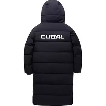 Anta Basketball Series Letter Zipper Hooded Comfortable Breathable Long Loose Down Jacket Men outerwear Basic-Black 152511906-3 L