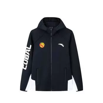 Anta Basketball Series Lettered Hooded Long Sleeve Knit Top Men tops Basic-Black Pure-White 152441756-2 M