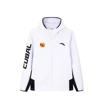 Anta Basketball Series Lettered Hooded Long Sleeve Knit Top Men tops Pure-White Basic-Black 152441756-1 M