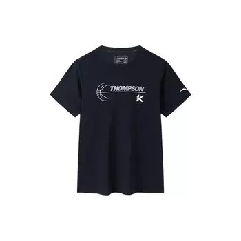 Anta Basketball Series Logo Print Letter Round Neck Short Sleeve T-Shirt Men Tops Basic-Black 152321106-4 L