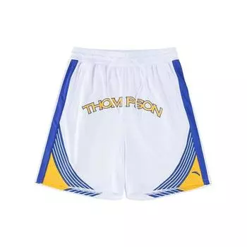 Anta Шорты мужские прямые свободные с логотипом серии Basketball, полосатые, средней талии, чисто-белые 152321229-1 L