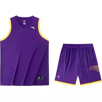 Anta Basketball Series Loose Breathable Comfortable Sweat-Absorbing Casual Sports Suit Men suit Journey-Purple Pure-White 952421205-5 L
