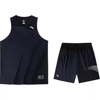 Anta Basketball Series свободный дышащий удобный пот впитывающий повседневный спортивный костюм мужской костюм базовый-черный чисто-белый 952421205-2 M