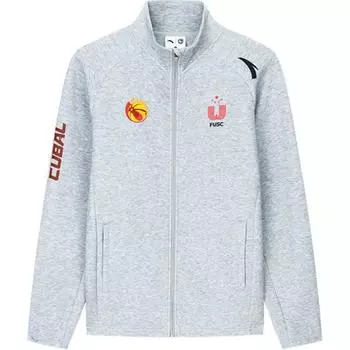 Anta Basketball Series Pattern Letter Printed Stand Collar Sports Jacket Knit Sweater Men jackets Gray 152441755-1 M