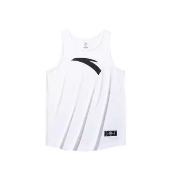 Anta Basketball Series Solid Color Logo Round Neck Comfortable Breathable Casual Basketball Vest Men tops Pure-White 952511101-1 XL