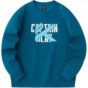 Anta Basketball Series Sports Casual Simple Solid Color Crew Neck Pullover Sweatshirt Men sweatshirt Sailor-Blue 152341721N-4 L