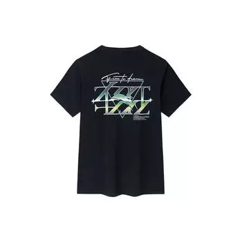 Anta Basketball Series Свободная повседневная футболка с круглым вырезом и буквенным принтом с короткими рукавами, топы унисекс, черные 172321108-3 L