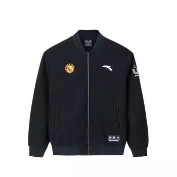 Anta Баскетбольная куртка с длинным рукавом и воротником-стойкой, мужские куртки, базовая, черная 152441757-1 M