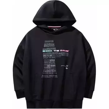 Anta Баскетбольная серия Letter Loose Hoodie Long Sleeve Sweatshirt Men tops Basic-Black 152431716-4 2XL