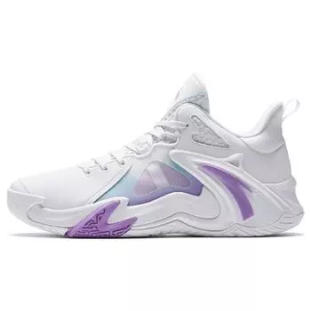 Anta Баскетбольные кроссовки Air Space 4 с нескользящей подошвой, прочные, мужские, белые, фиолетовые, 912321608S-2 39
