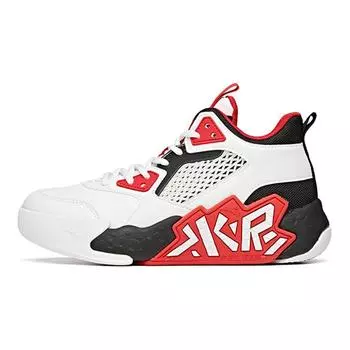 Anta Баскетбольные кроссовки Cement Nemesis Shock Absorbing Non-Slip High-Top Детские кроссовки Белый Черный Красный 312041125-1 39