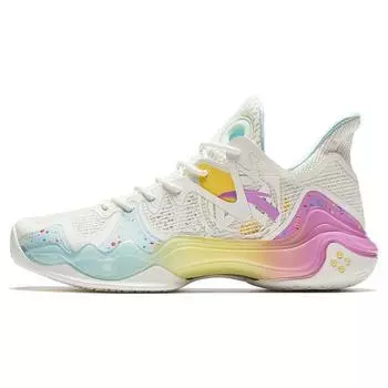 Anta Баскетбольные кроссовки Crazy Tide 4 Cupcake Shock Absorbing Non-Slip, износостойкие, среднего размера, мужские баскетбольные кроссовки, желтые, розовые, 112321106S-1 44.5