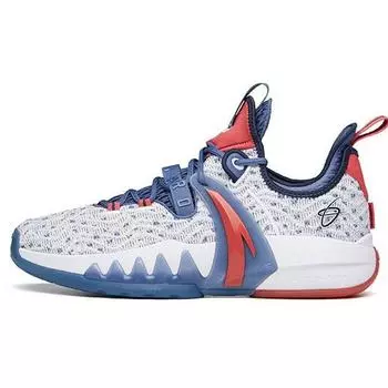 Anta Баскетбольные кроссовки GH2 Go Hard с амортизацией, нескользящие, прочные, низкие, мужские, белые, синие, красные 112131103-1 45
