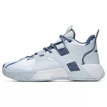 Anta Баскетбольные кроссовки Jianshan Shock Absorbing Non-Slip Wear Resistance Mid Top для мужчин, синие, белые, 112241610-2 44