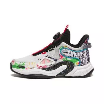 Anta Баскетбольные кроссовки Kids Cement Nemesis с противоскользящим покрытием, амортизирующие, износостойкие, средней высоты, детские баскетбольные кроссовки 312241119-5 35
