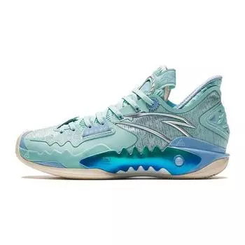 Anta Баскетбольные кроссовки Kids Crazy Tide 5 с низким верхом, амортизирующие, износостойкие, детские баскетбольные кроссовки, синие и зеленые 312331101-1 35