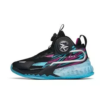 Anta Баскетбольные кроссовки Kids Wind Warrior 7 с высоким верхом, нескользящие, амортизирующие, износостойкие, детские кроссовки, черные, фиолетовые, синие 312211101-3 36