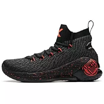 Anta Баскетбольные кроссовки KT4 Klay Thompson с высоким берцем, амортизирующие, нескользящие, износостойкие, мужские, черные, красные 11911101M-14 40