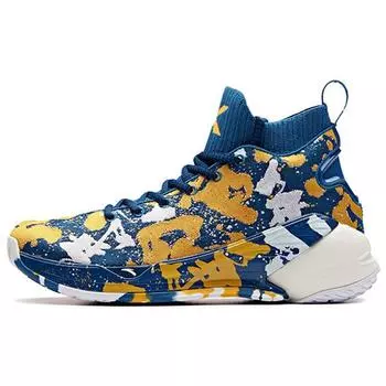 Anta Баскетбольные кроссовки KT4 Thompson Warriors Home Slip с высоким верхом, легкие, нескользящие, мужские, синие, желтые, 11911101-15 41