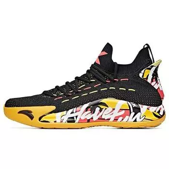 Anta Баскетбольные кроссовки KT5 Thompson PU с амортизацией, нескользящие, износостойкие, низкие, мужские, цвет черный, желтый 112031102-2 40