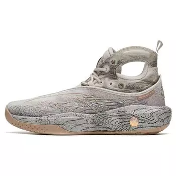 Anta KT8 Twelve Водонепроницаемые Амортизирующие Нескользящие Износостойкие Баскетбольные Кроссовки с Высоким Верхом Мужские Баскетбольные Кроссовки Серо-Коричневые 112311101-7 44.5