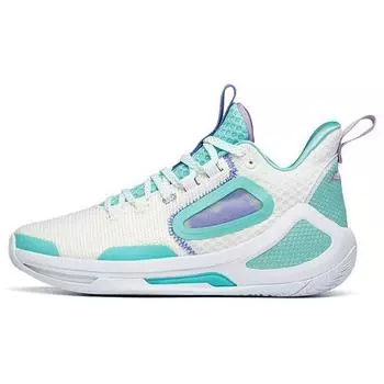 Anta Shape 3 Технология Nitrogen Износостойкие Нескользящие Легкие Средние Кроссовки для баскетбола Мужские Баскетбольные Кроссовки Молочно-белый Зеленый 112211601-3 44