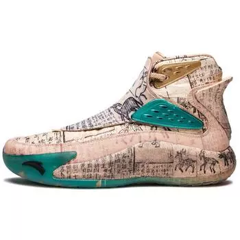 Anta Баскетбольные кроссовки Thompson KT5 Herbal Medicine Special Edition с высоким берцем, мужские баскетбольные кроссовки коричневого и зеленого цвета 112021101-10(S-BOX) 44.5